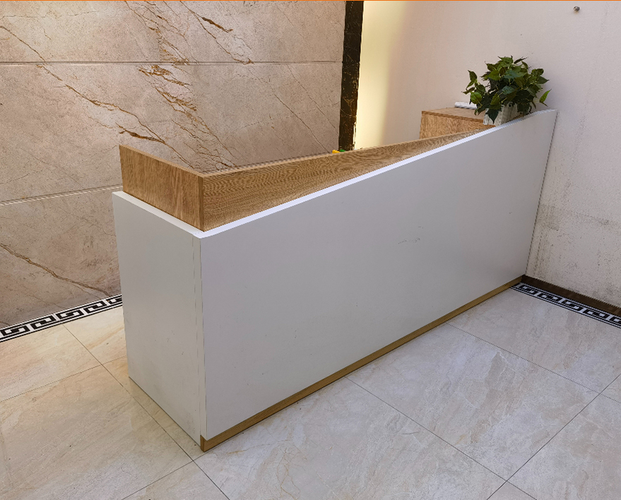 9成新板式前台接待台板式咨询台服务桌办公迎宾桌现代简约收银台吧台