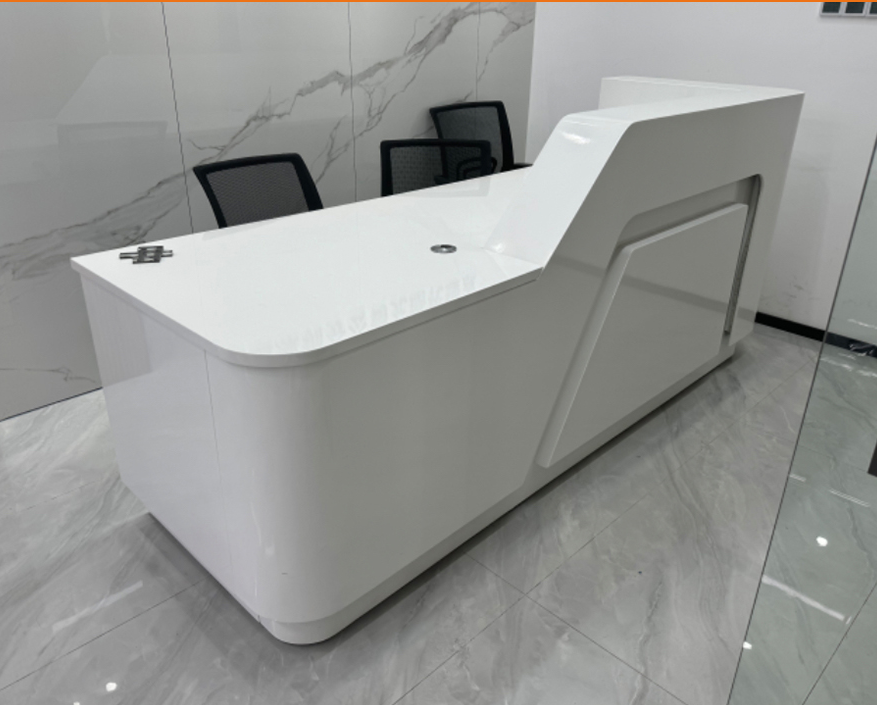 95成新烤漆前台接待台板式咨询台服务桌办公迎宾桌现代简约收银台吧台