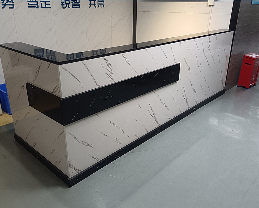 9成新板式前台接待台板式咨询台服务桌办公迎宾桌现代简约收银台吧台