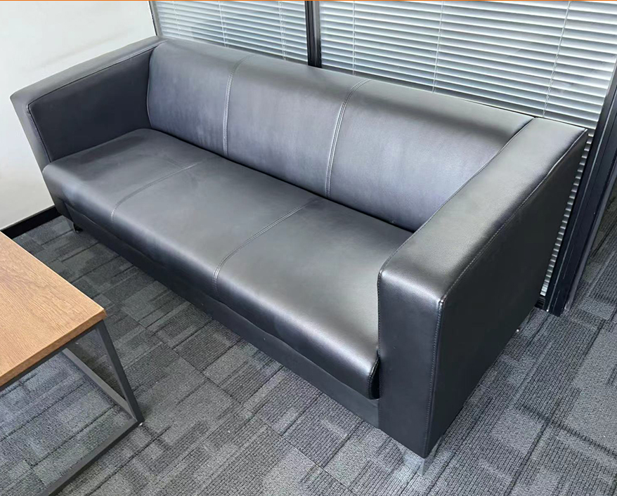 二手办公沙发商务接待办公家具沙发简约3人位皮艺沙发